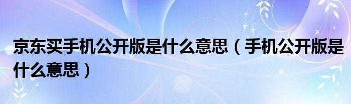 京东买手机公开版是什么意思（手机公开版是什么意思）