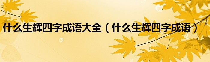什么生辉四字成语大全（什么生辉四字成语）