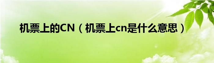 机票上的CN（机票上cn是什么意思）