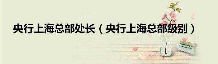 央行上海总部处长（央行上海总部级别）