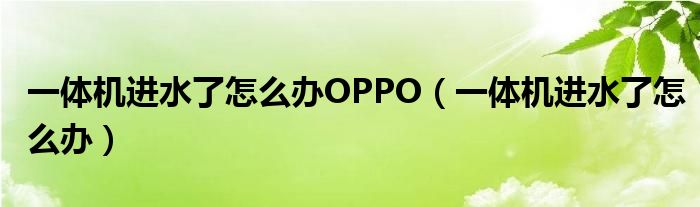 一体机进水了怎么办OPPO(一体机进水了怎么办)