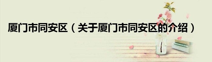 厦门市同安区（关于厦门市同安区的介绍）