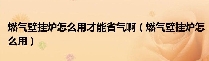 燃气壁挂炉怎么用才能省气啊（燃气壁挂炉怎么用）