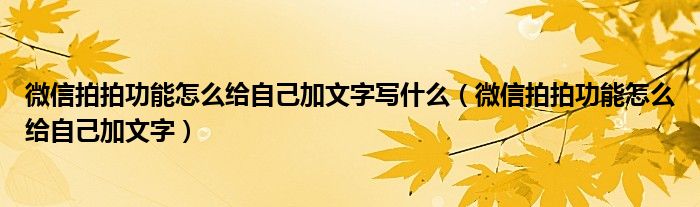 微信拍拍功能怎么给自己加文字写什么（微信拍拍功能怎么给自己加文字）