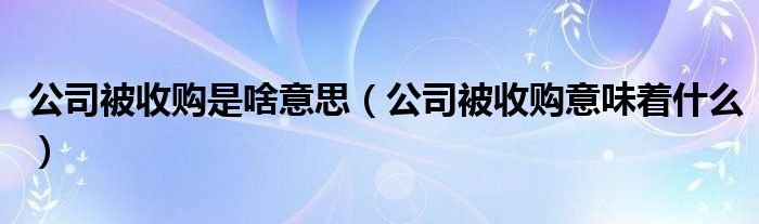 公司被收购是啥意思（公司被收购意味着什么）