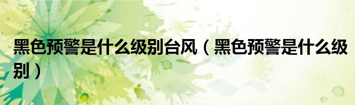 黑色预警是什么级别台风（黑色预警是什么级别）