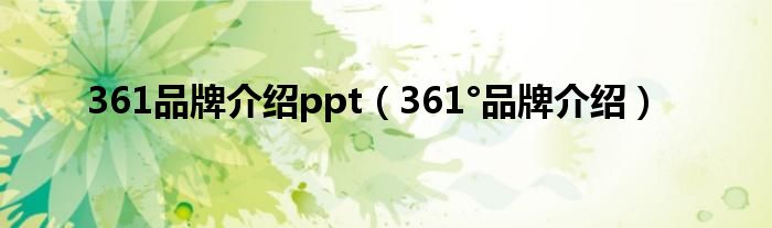 361品牌介绍ppt(361°品牌介绍)