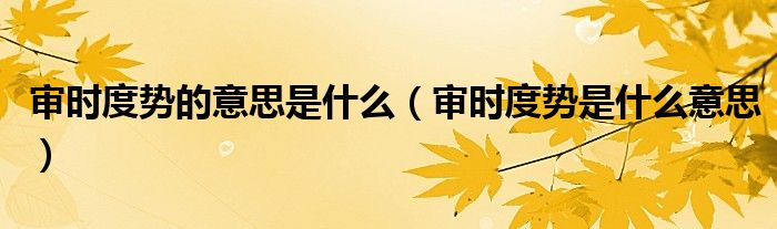 审时度势的意思是什么（审时度势是什么意思）