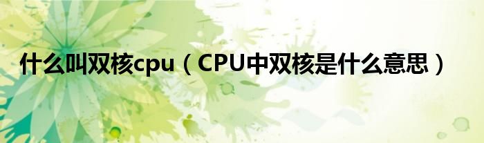 什么叫双核cpu(CPU中双核是什么意思)