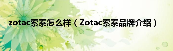 zotac索泰怎么样（Zotac索泰品牌介绍）