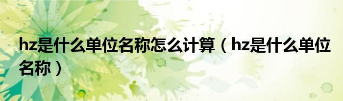 hz是什么单位名称怎么计算（hz是什么单位名称）