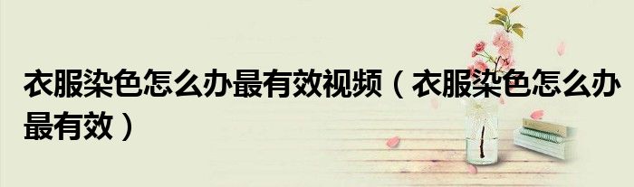 衣服染色怎么办最有效视频(衣服染色怎么办最有效)