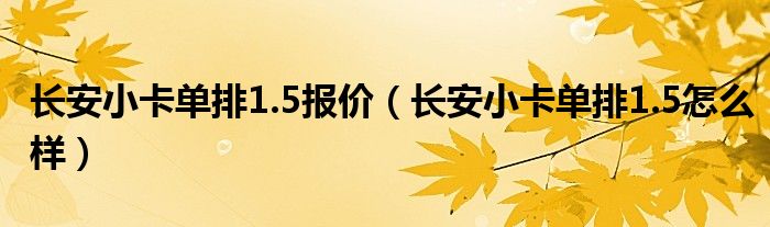 长安小卡单排1.5报价（长安小卡单排1.5怎么样）
