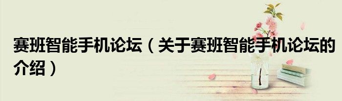 赛班智能手机论坛(关于赛班智能手机论坛的介绍)