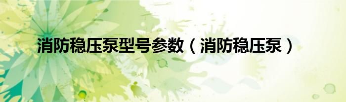 消防稳压泵型号参数（消防稳压泵）