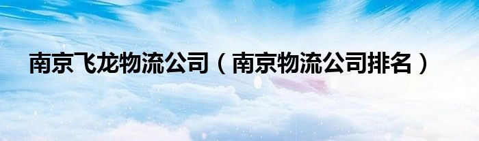 南京飞龙物流公司（南京物流公司排名）