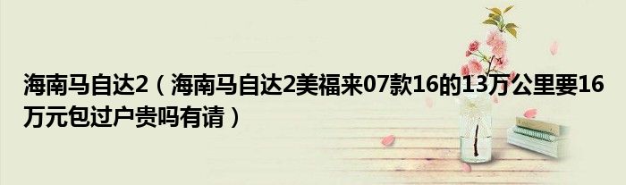 海南马自达2（海南马自达2美福来07款16的13万公里要16万元包过户贵吗有请）