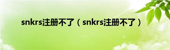 snkrs注册不了(snkrs注册不了)